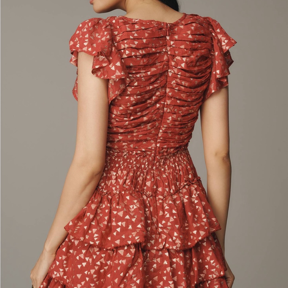 Anthropologie Short-Sleeve Ruffled Mini Dress - Picture 2 of 6